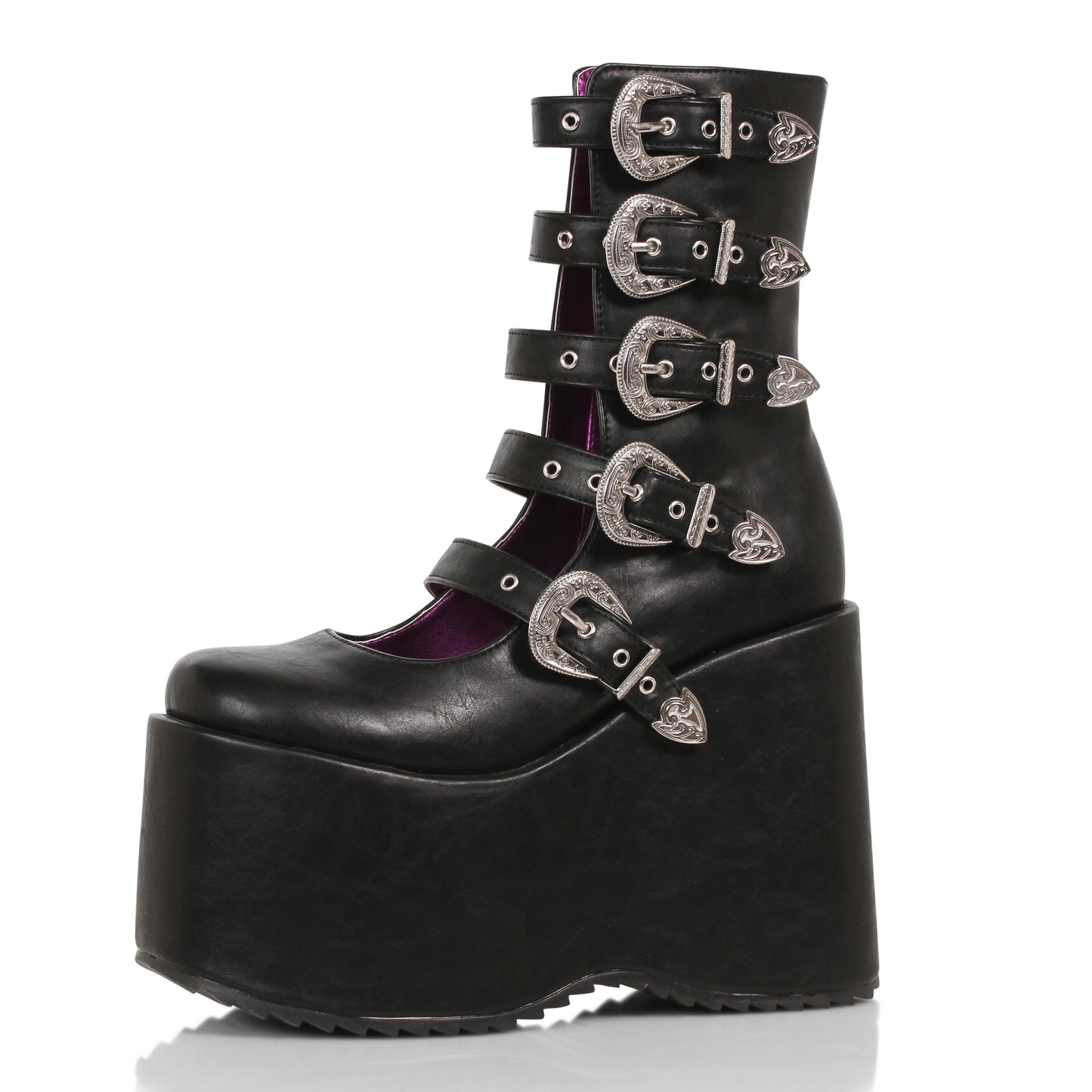 500-ASH Ellie Shoes 5" Chunky Platform Boot w/Buckles ANKLE BOOT 5 INCH HEEL