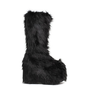 500-FUZZ 5" Chunky Heel Platform Boot with faux fur.