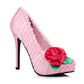 517-PENELOPE 5" Satin Pump With Flower And Rhinestone Decor. Women