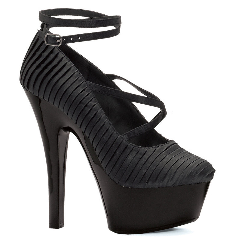 601-JUDITH Ellie Shoes 6" Heel  With Pleated Satin And Ankle Strap 6 INCH HEEL SALES 6 IN