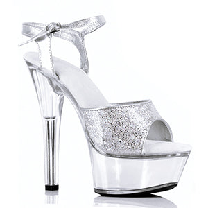 601-JULIET-G 6" Heel Glitter Sandal.