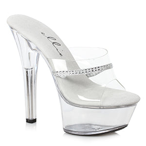 601-JESSE 6" Heel Clear Rhinestone Mule.