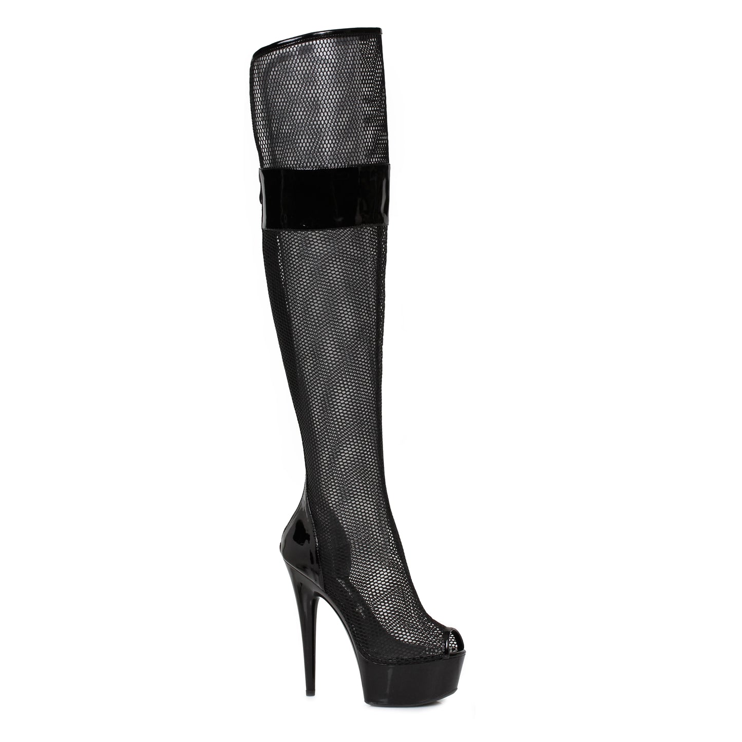 609-IVY Ellie Shoes 6" Peep Toe Thigh High Mesh  Boot EXTENDED S 6 INCH HEEL THIGH HIGH