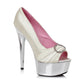 609-LAUREN Ellie Shoes 6" Satin Peep Toe Chrome Platform W/RhineStone Buckle COMPETITIO EXTENDED S 6 INCH HEEL PUMPS