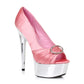 609-LAUREN Ellie Shoes 6" Satin Peep Toe Chrome Platform W/RhineStone Buckle COMPETITIO EXTENDED S 6 INCH HEEL PUMPS