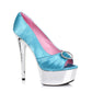 609-LAUREN Ellie Shoes 6" Satin Peep Toe Chrome Platform W/RhineStone Buckle COMPETITIO EXTENDED S 6 INCH HEEL PUMPS