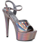 609-LOLA 6" HEEL POINTED STILETTO SANDAL W/ METALLIC PLATFORM & UPPER