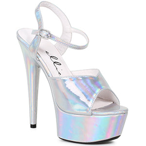 609-LOLA 6" HEEL POINTED STILETTO SANDAL W/ METALLIC PLATFORM & UPPER