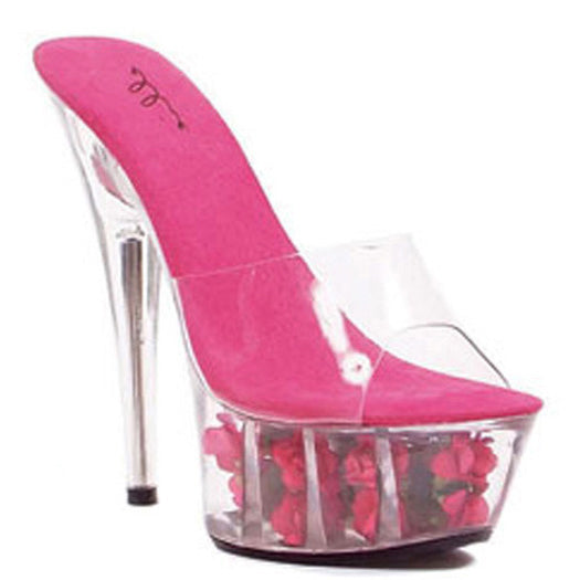 609-ROSES Ellie Shoes 6" ROSE FILLED PLATFORM WITH CLEAR UPPER AND COLOR INSOLE 6 INCH HEEL