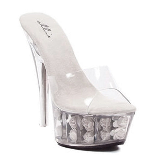 609-ROSES Ellie Shoes 6" ROSE FILLED PLATFORM WITH CLEAR UPPER AND COLOR INSOLE 6 INCH HEEL