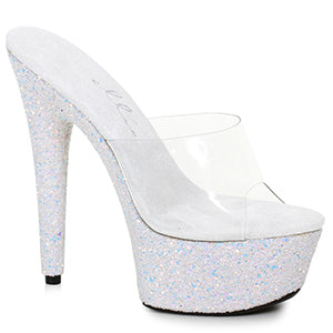 609-SERENITY 6" Pointed Stiletto Mule Sandal With Glitter Platform