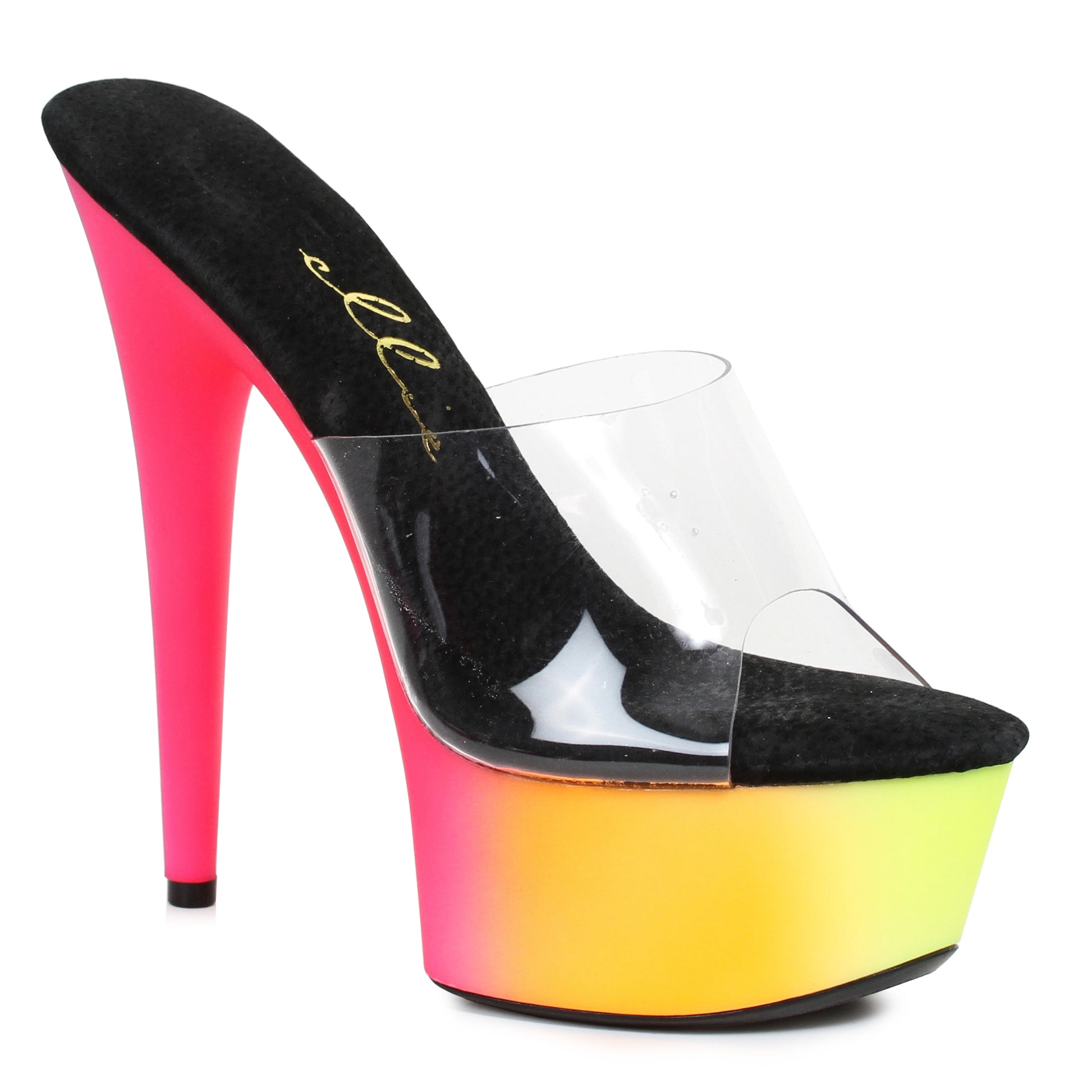609-SHERBERT Ellie Shoes 6" Inch Rainbow Design NEON Mule 6 INCH HEEL SALES 6 IN