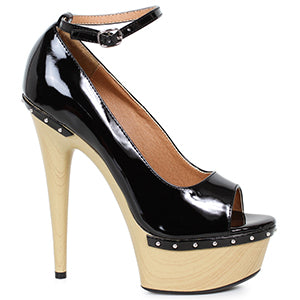 609-VALERIE 6" Pointed Heel  Wood Platform Sandal