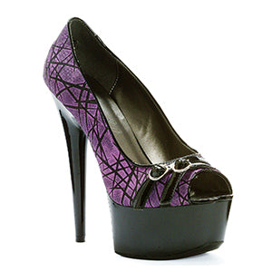 609-WILLOW 6" Peep Toe Stiletto With Buckle Details And Branch Pattern