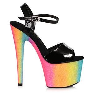 709-CANDY 7" Stiletto With Rainbow Glitter Platform