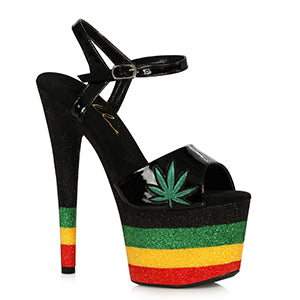 709-KAYA 7" Stiletto W/Glitter Platform And Marijuana Upper