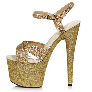 709-VICKY 7" Heel Pointed Stiletto Glitter Platform and Upper Sandal