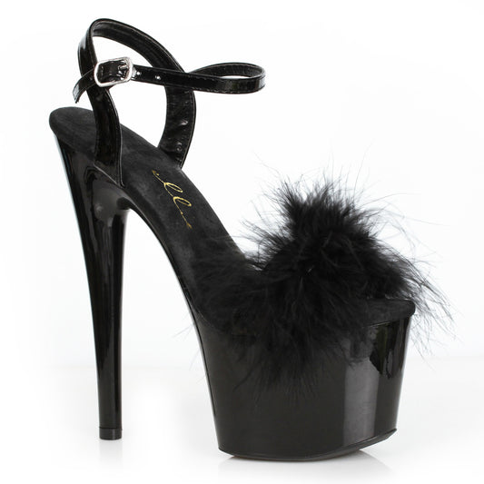 709-WHITNEY Ellie Shoes 7" Platform Sandal With Marabou 7 INCH HEEL