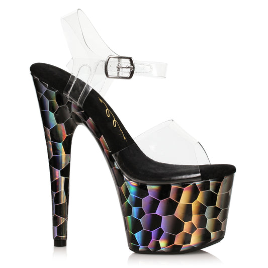 709-YO Ellie Shoes 7" Stiletto Sandal with Holographic Platform 7 INCH HEEL