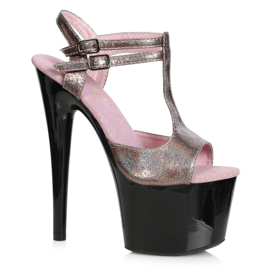 709-ZAYA Ellie Shoes 7"T-STRAP SHIMMER SANDAL 7 INCH HEEL