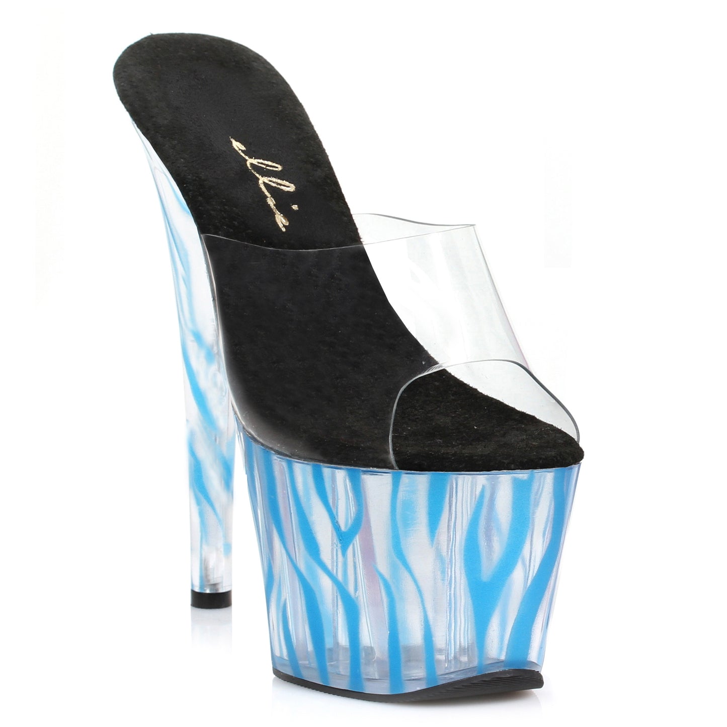 709-ZEBRA Ellie Shoes 7" Inch Mule With Blacklight Zebra Pattern EXTENDED S 7 INCH HEEL SALES 7 &