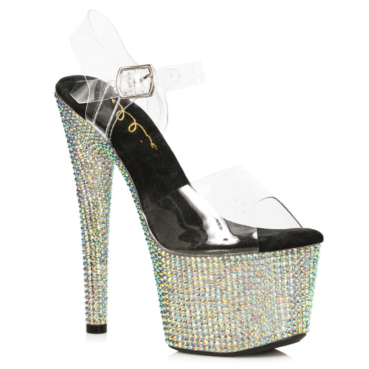 709-ZIAMOND Ellie Shoes 7" Stiletto With Multi-color Rhinestone Platform 7 INCH HEEL