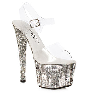 709-ZINA 7" Stiletto With Single-color Rhinestone Platform