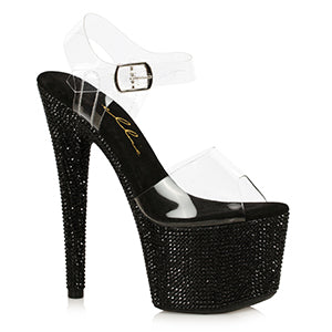 709-ZINA 7" Stiletto With Single-color Rhinestone Platform