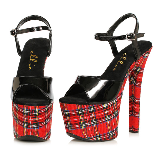 711-MARY Ellie Shoes 7" Plaid Stiletto Heel 7 INCH HEEL