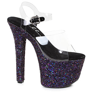 711-SERENITY 7" Pointed Stiletto Mule Sandal With Glitter Platform