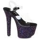 711-SERENITY Ellie Shoes 7" Pointed Stiletto Mule Sandal With Glitter Platform EXTENDED S 7 INCH HEEL