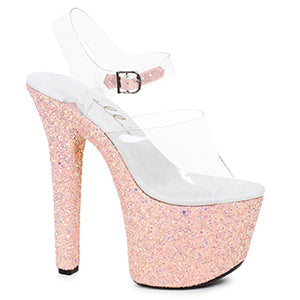 711-SERENITY 7" Pointed Stiletto Mule Sandal With Glitter Platform