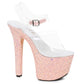 711-SERENITY Ellie Shoes 7" Pointed Stiletto Mule Sandal With Glitter Platform EXTENDED S 7 INCH HEEL