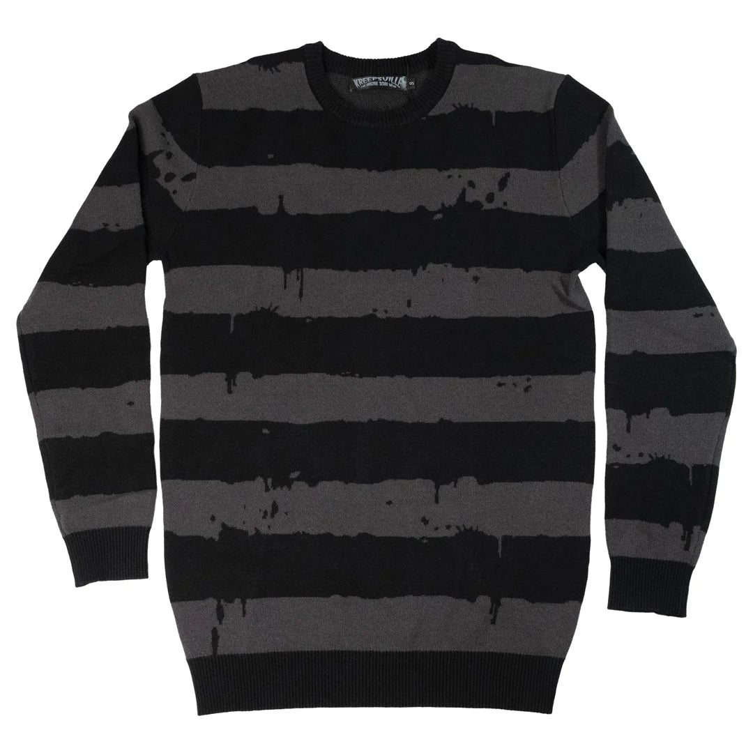 Destroyer Stripe Grey Sweater Halloween Horror Hip Crypt Kreepsville 