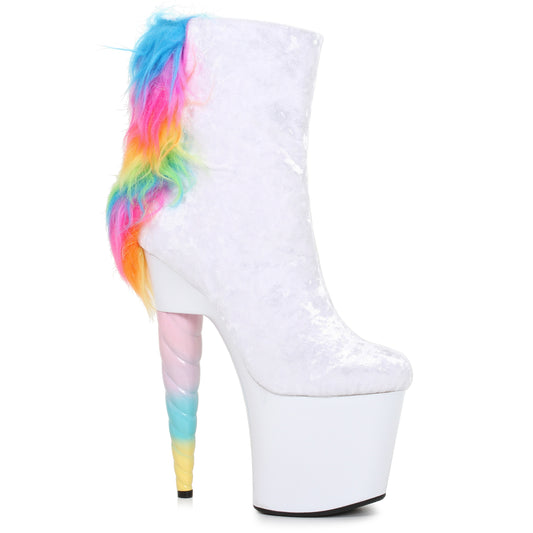 777-MAGIC Ellie Shoes 7" Unicorn Heel Platform Bootie with faux fur. ANKLE BOOT 7 INCH HEEL SALES 7 &