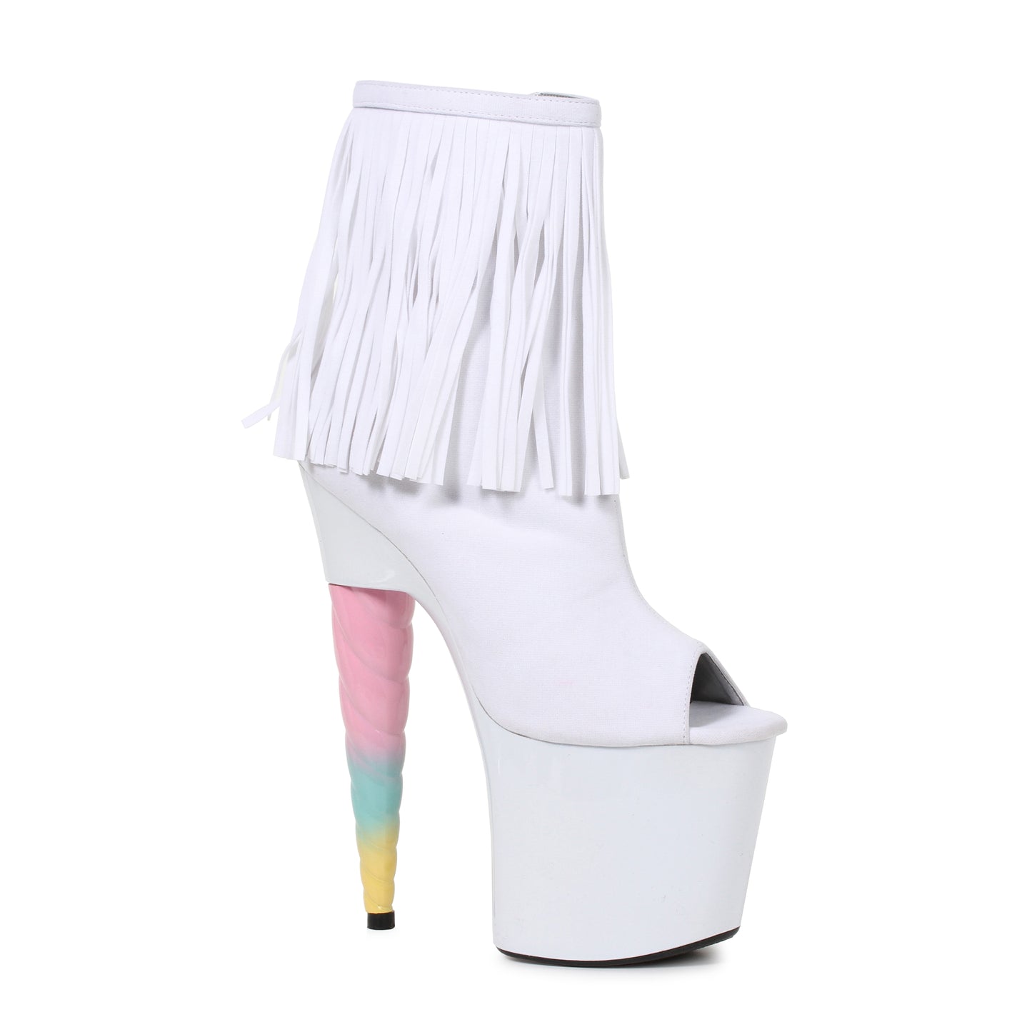 777-PRINCE Ellie Shoes 7" Unicorn Heel Platform Bootie with Fringe 