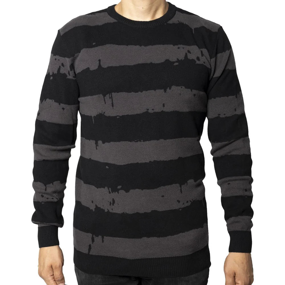 Destroyer Stripe Grey Sweater Halloween Horror Hip Crypt Kreepsville 