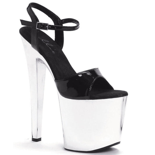 821-CHROME Ellie Shoes 8" Heel Chrome Sandal. 7 INCH HEEL