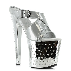 821-SANDRA 8" Metallic Sandal With Rhinestone Platform