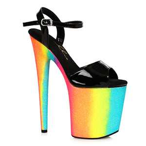 850-CANDY 8" Stiletto With Rainbow Glitter Platform