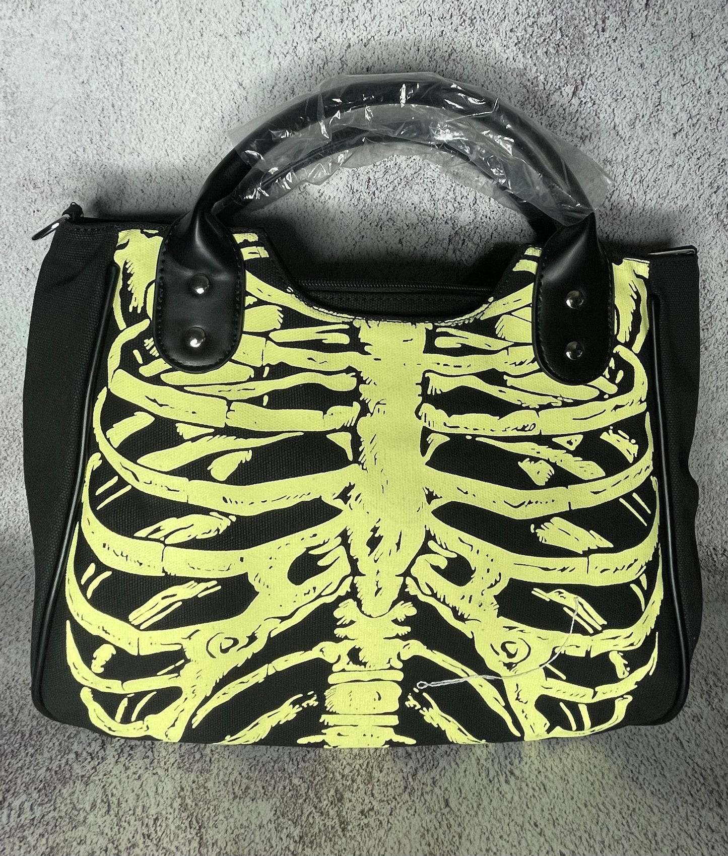 Glow In The Dark Canvas Rib Cage Purse Bag Handbag Hip Crypt Halloween Horror Banned Retro