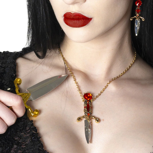 Elvira Dagger Necklace Red