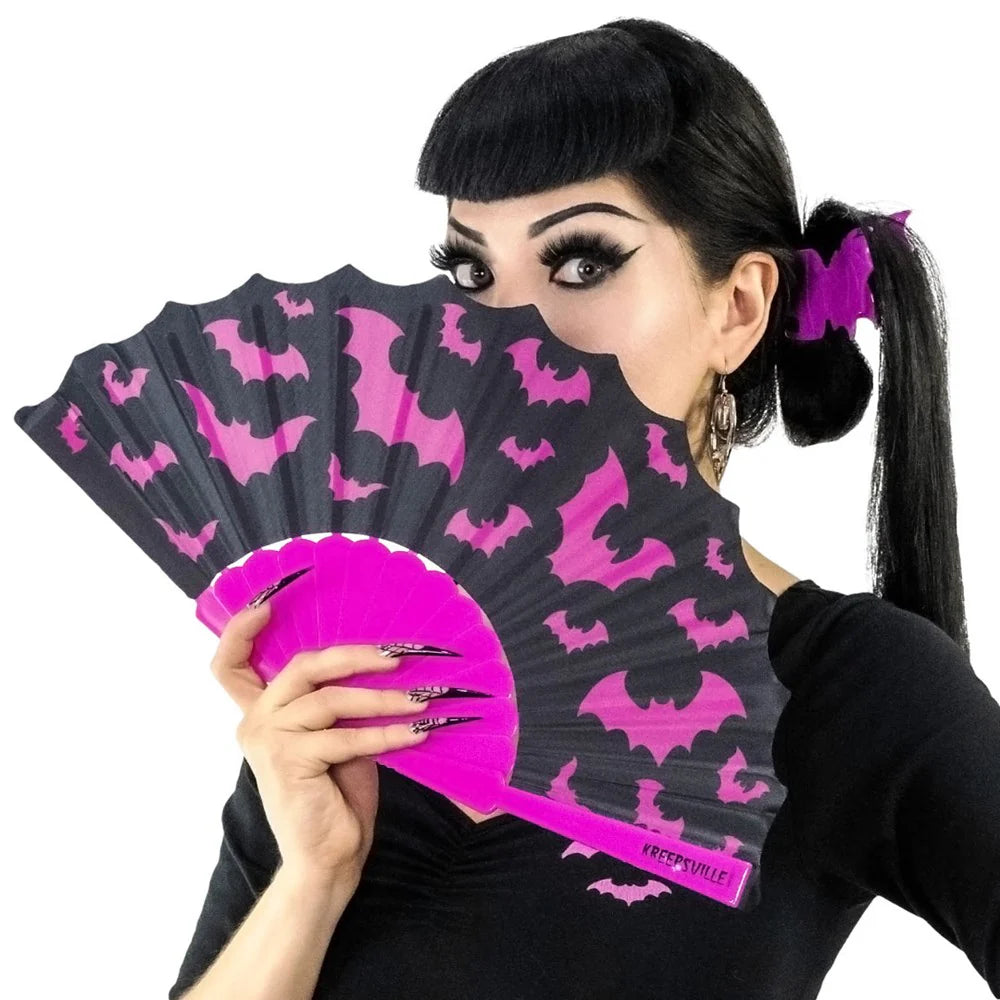 Bats Scallop Fan Pink Accessories Goth Hip Crypt Kreepsville