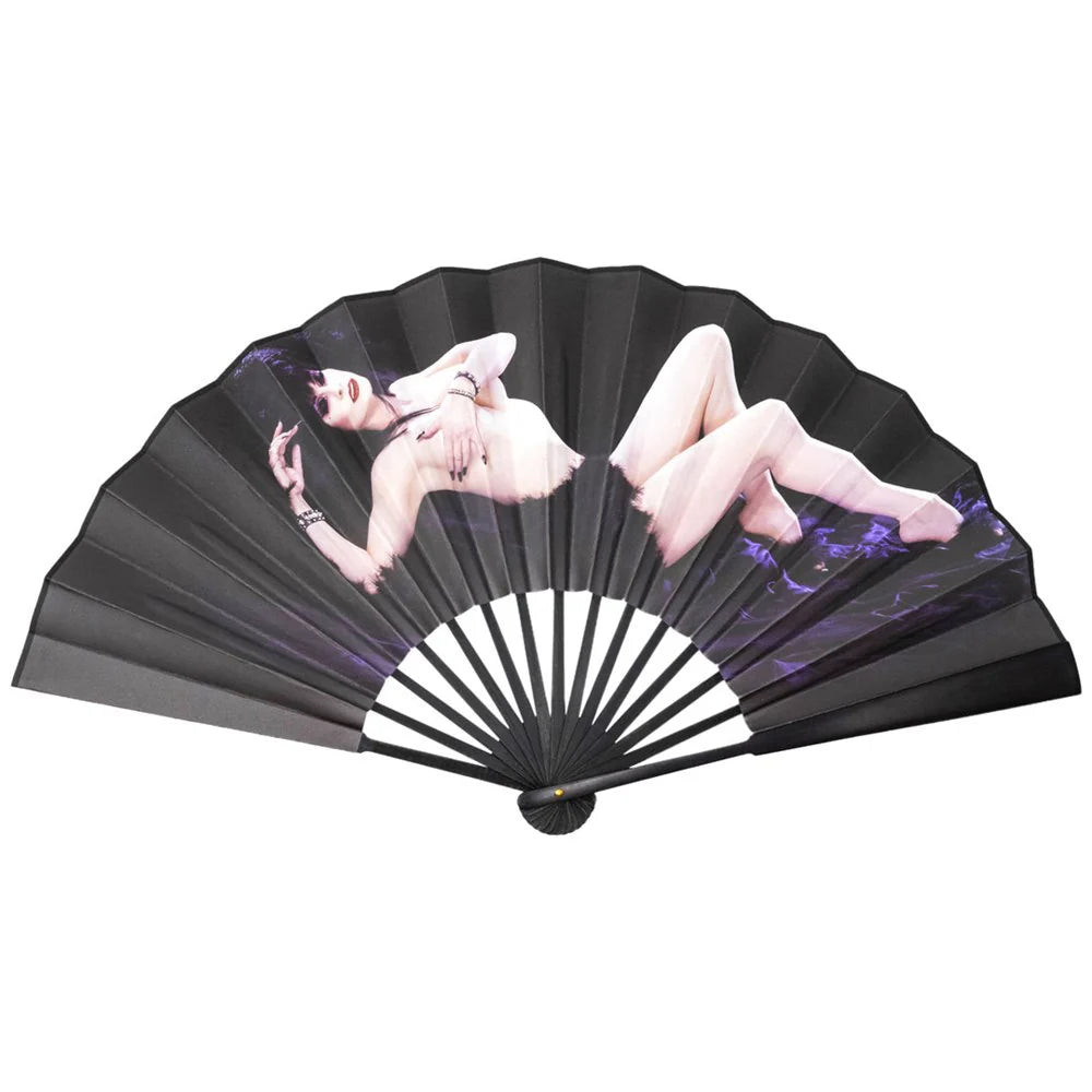 Elivra Laid Bare Doibke Sided XL Fan Accessories  Hip Crypt Kreepsville Goth Halloween 