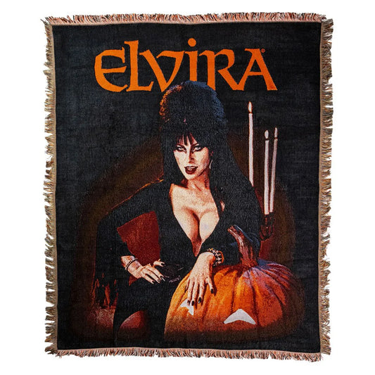 Elvira Pumpkin Tapestry Throw Blanket