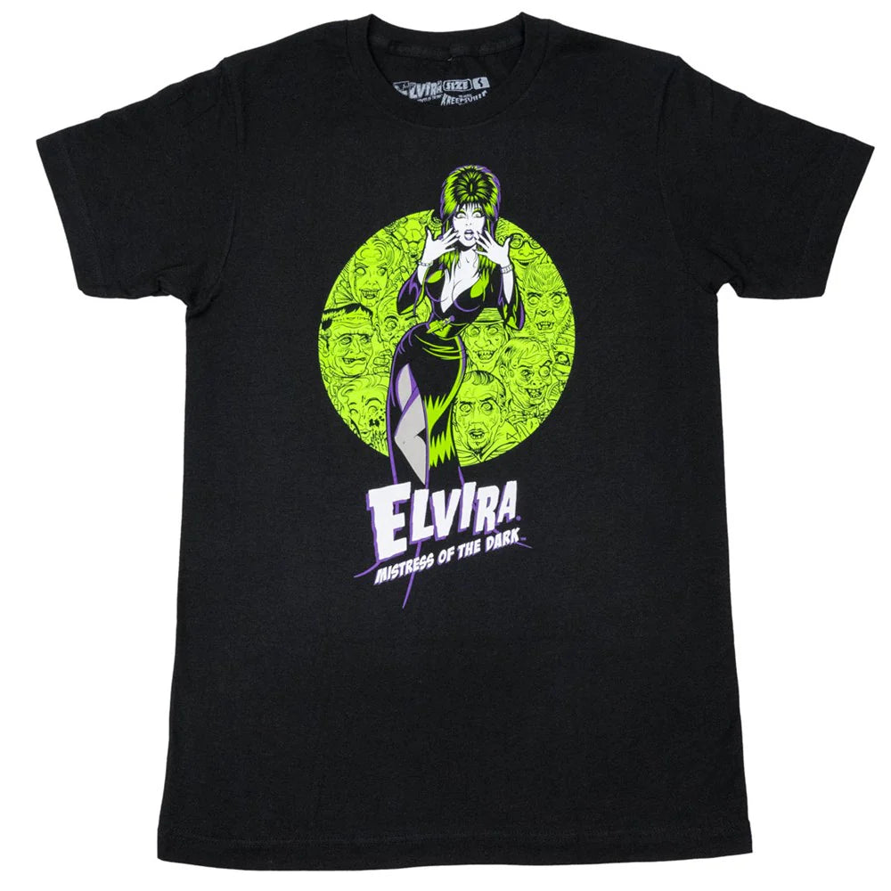 Elvira Onlookers Mens T-Shirt Kreepsville Halloween Hip Crypt Movie Macabre Clothing