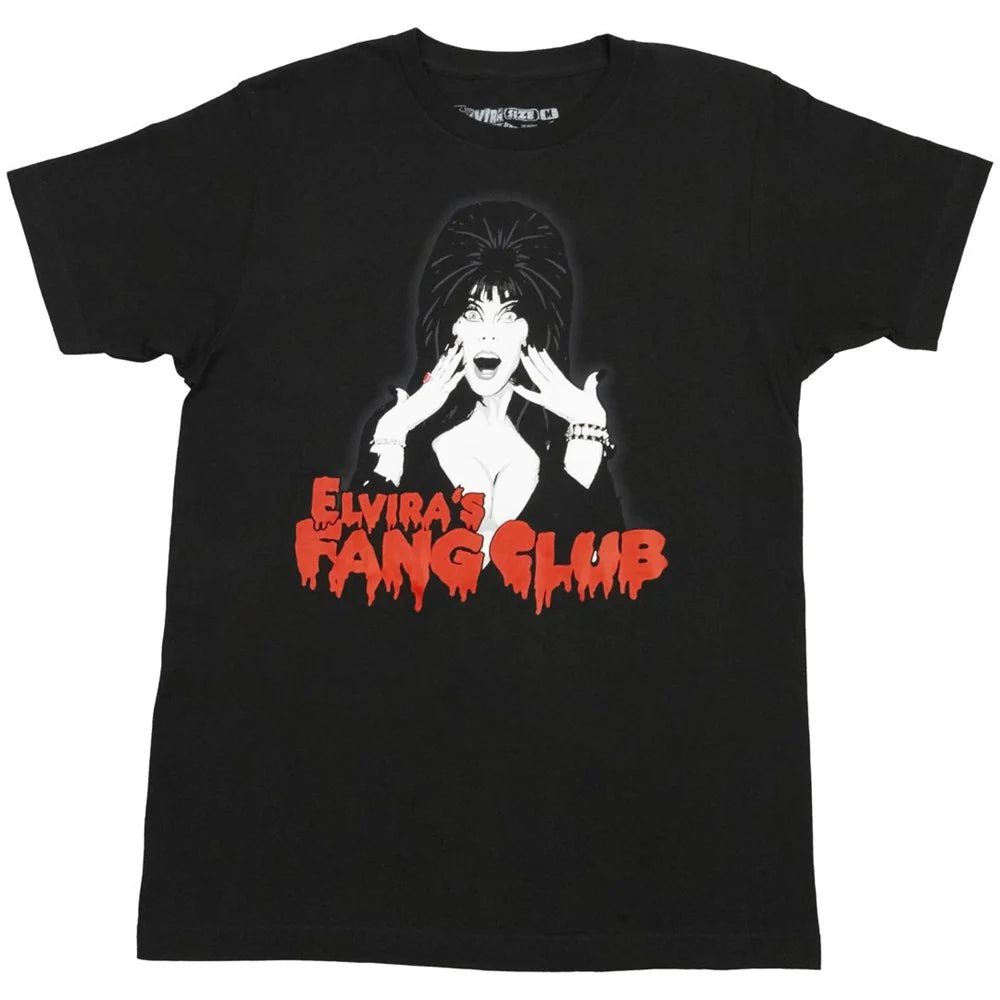 Elvira Fang Club Mens T-Shirt Kreepsville Halloween Hip Crypt Movie Macabre Clothing