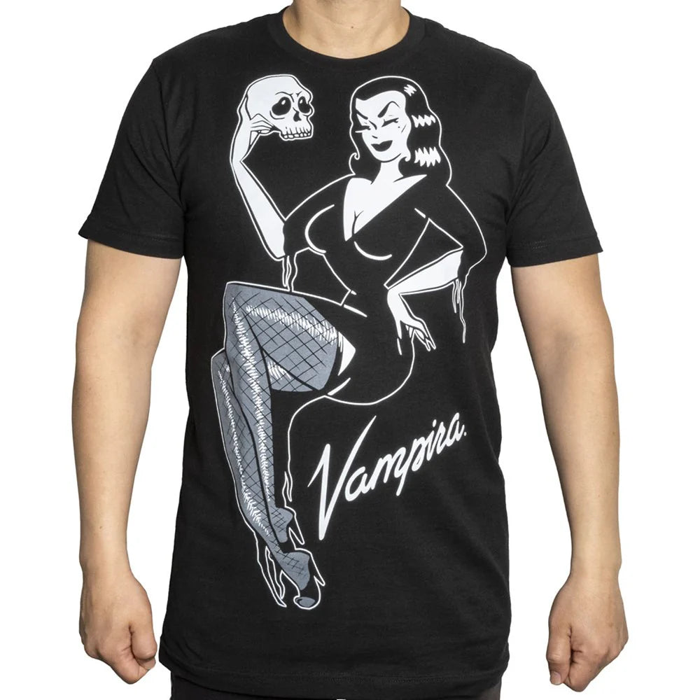 Vampira Jumbo Skull Pin-up T-shirt