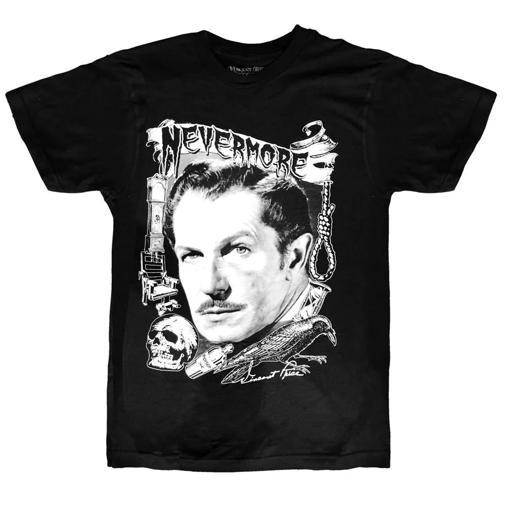 Vincent Price Nevermore  Men's T-shirt Kreepsville Halloween Hip Crypt Horror Clothing  TV Movies