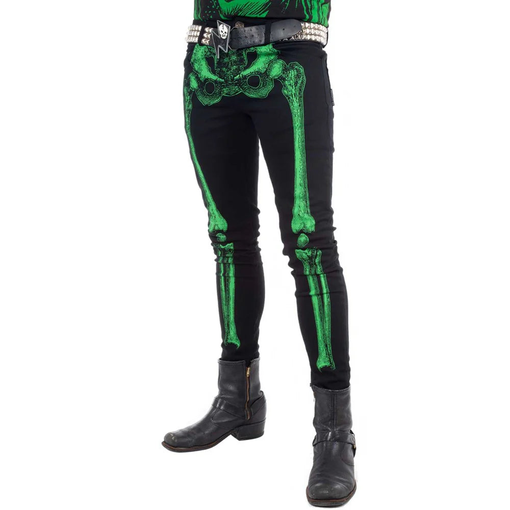 Skeleton Skinny Jeans Green Bone